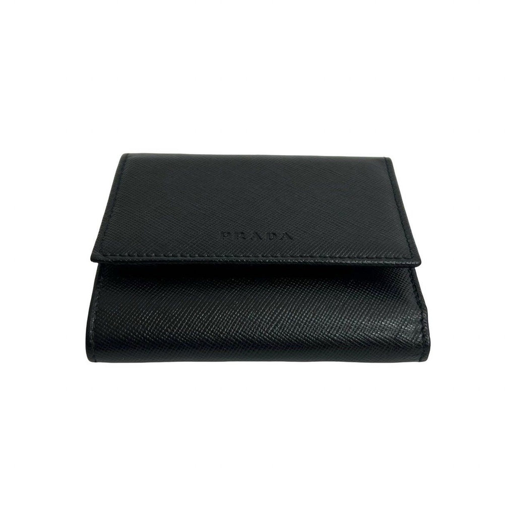 Prada Logo Saffiano Leather Trifold Wallet Mini Coin — view 6