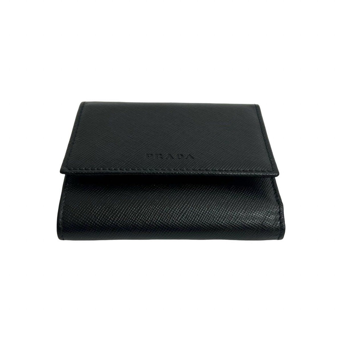 Prada Logo Saffiano Leather Trifold Wallet Mini Coin — view 6