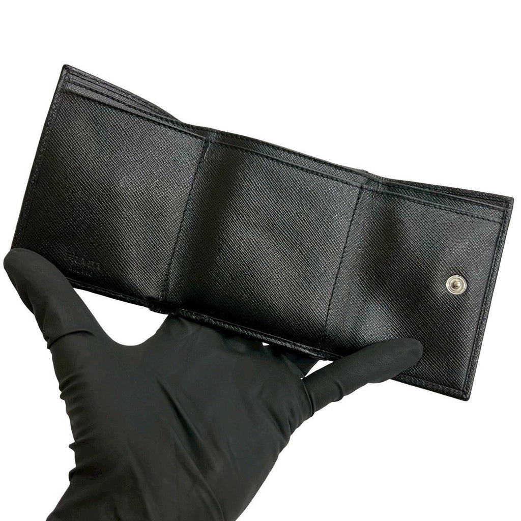 Prada Logo Saffiano Leather Trifold Wallet Mini Coin — view 7