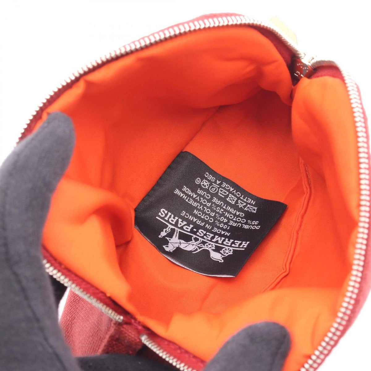 Hermes Pouch Bolide 15 Mini Rouge Ash Canvas Leather — view 3