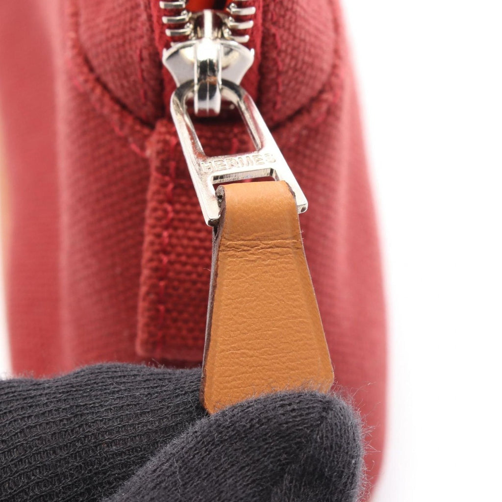 Hermes Pouch Bolide 15 Mini Rouge Ash Canvas Leather — view 6