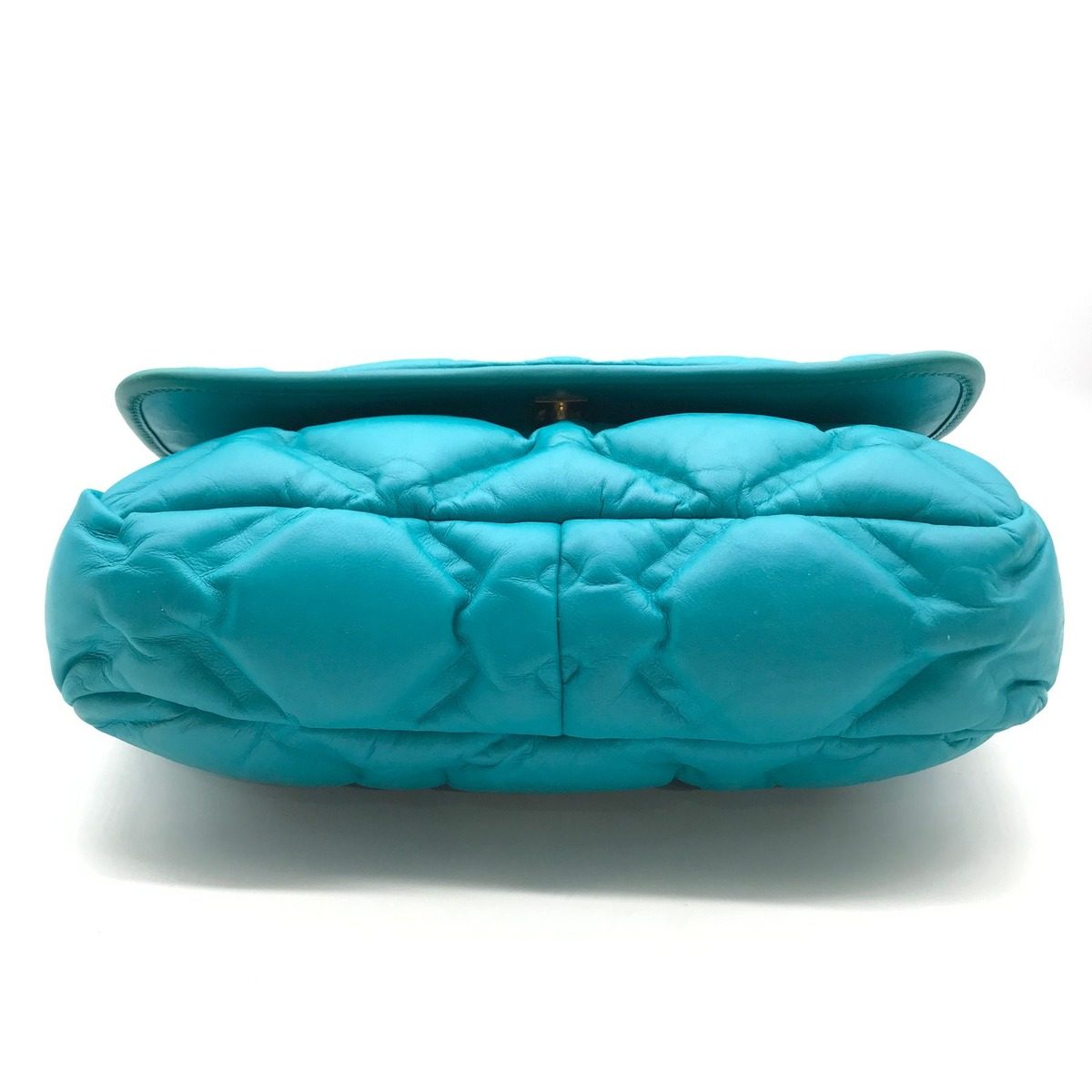 Chanel Bubble Quilt Double Chain Shoulder Bag Blue — view 3