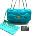 Chanel Bubble Quilt Double Chain Shoulder Bag Blue