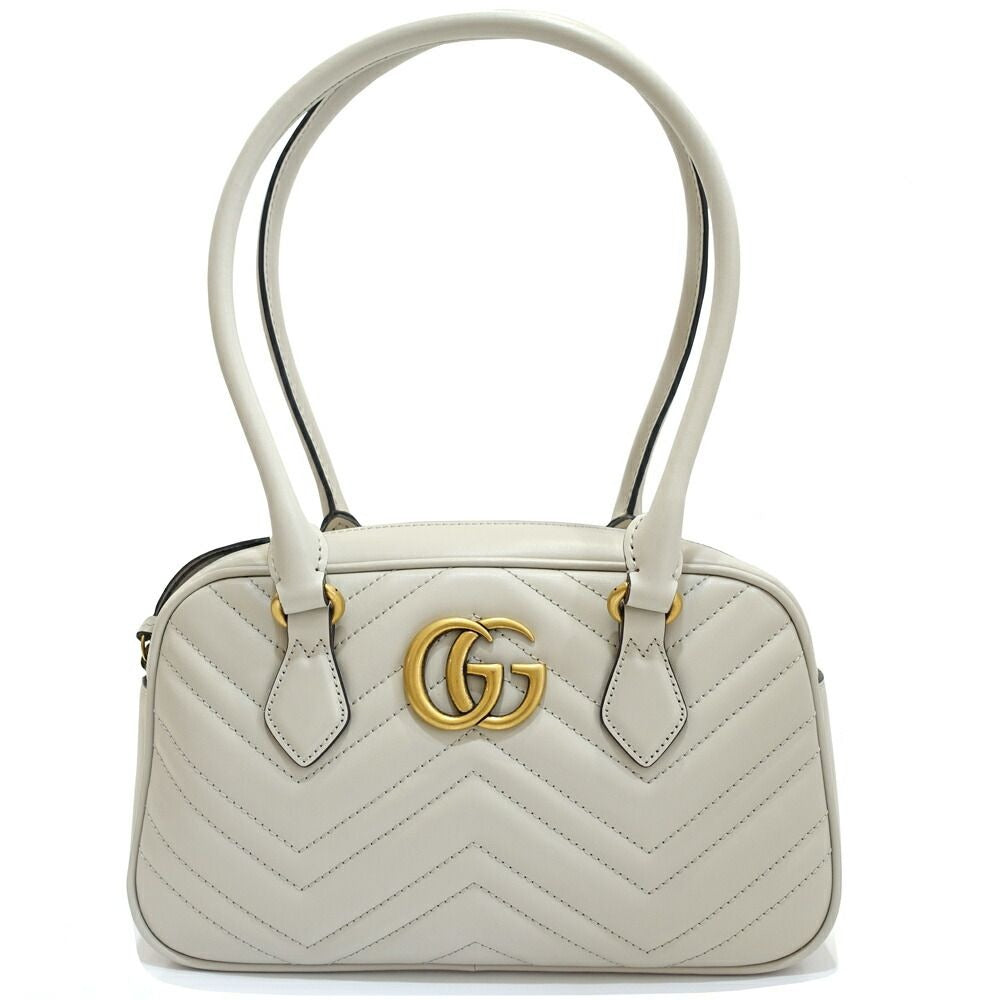 Gucci GG Marmont Small Tote Leather Gray Gold