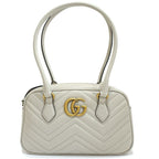 Gucci GG Marmont Small Tote Leather Gray Gold