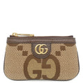 Gucci Coin Purse Jumbo GG Canvas Leather Brown Gold Key Case with Chain