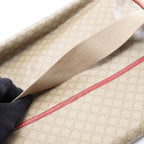 Celine Shoulder Bag Macadam Beige Red Canvas Leather Messenger — view 6