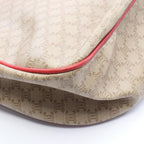Celine Shoulder Bag Macadam Beige Red Canvas Leather Messenger — view 7