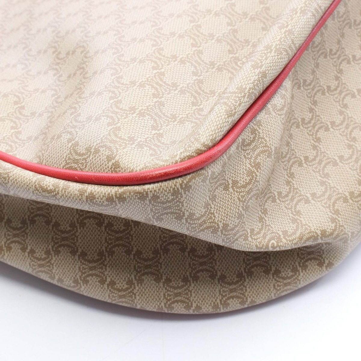 Celine Shoulder Bag Macadam Beige Red Canvas Leather Messenger — view 7