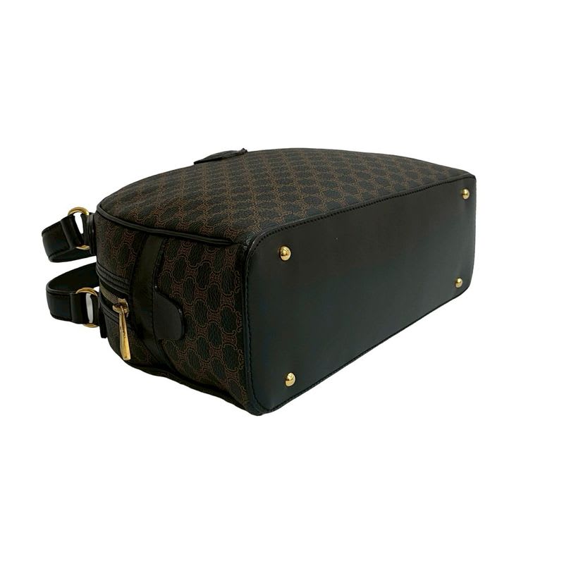 Celine Vintage Macadam Blason Triomphe Pattern Leather Handbag Mini Boston Bag — view 8