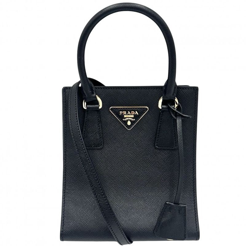 Prada 2-Way Triangle Logo Mini Tote Handbag