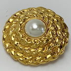 Yves Saint Laurent Pearl Gold Brooch — view 3