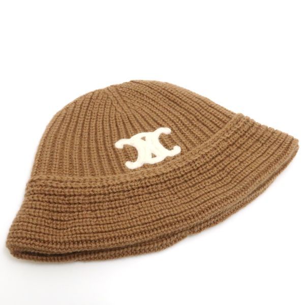 Celine Triomphe Crochet Bucket Hat 2 A80 T384 D Camel Beige Cashmere — view 2