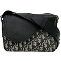 Dior Shoulder Bag Saddle Small Oblique Canvas Leather Black