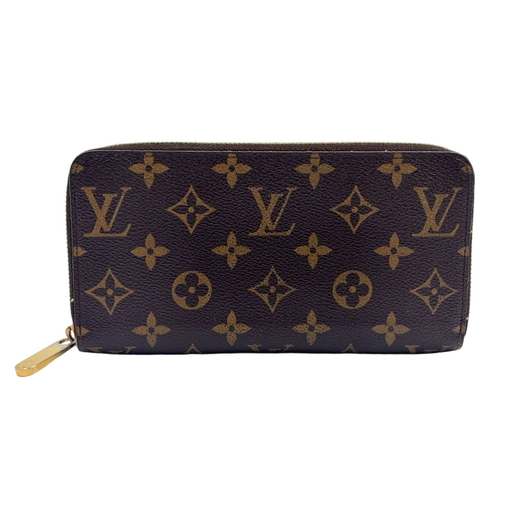 Louis Vuitton Zippy Wallet Monogram Leather Brown Round Gold