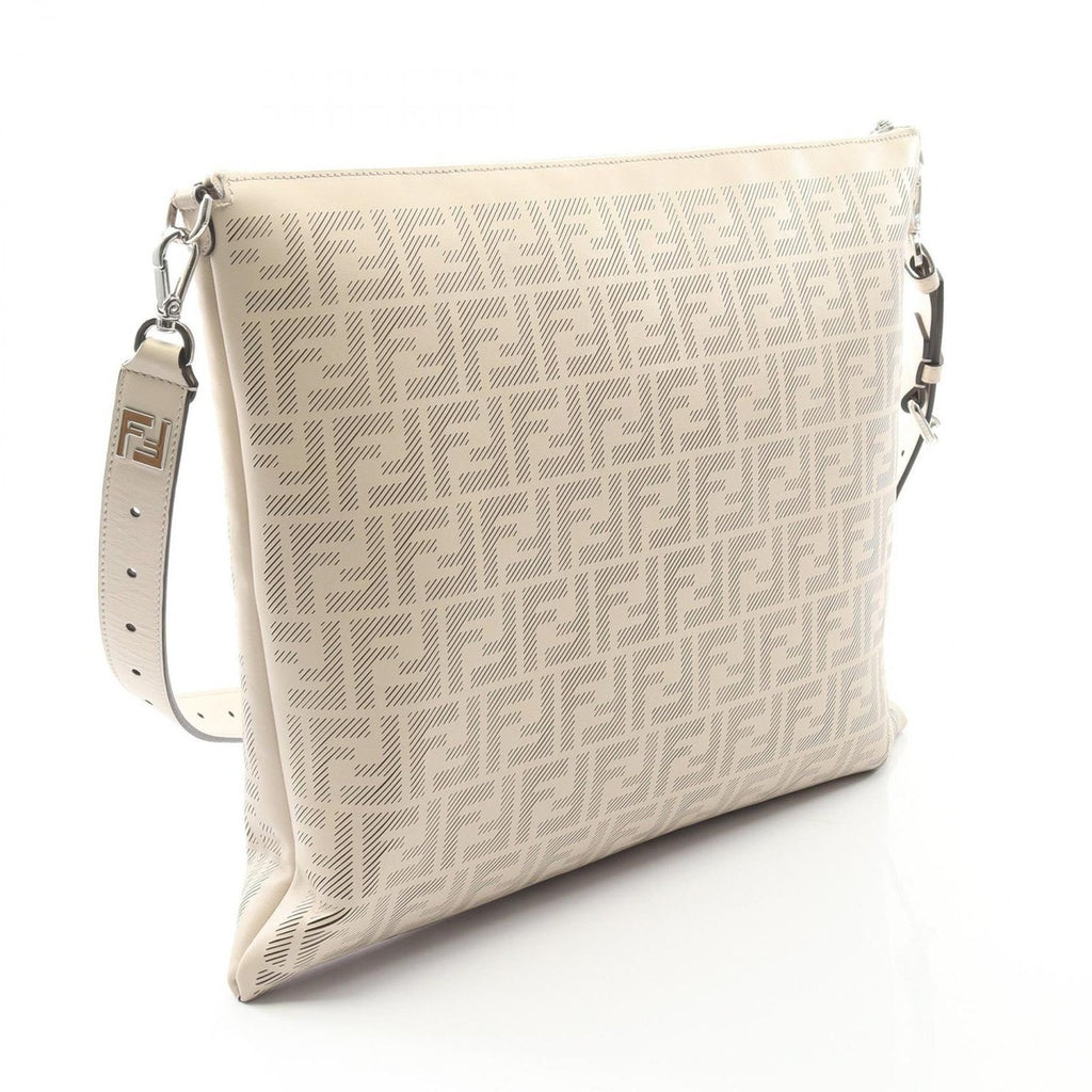 Fendi Shoulder Bag FF Logo Off White Leather — view 2