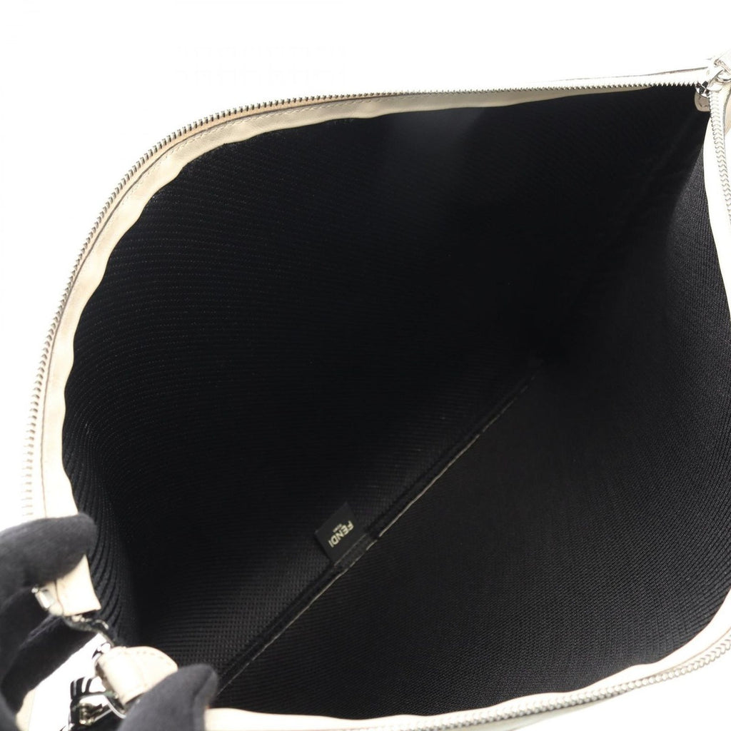 Fendi Shoulder Bag FF Logo Off White Leather — view 3