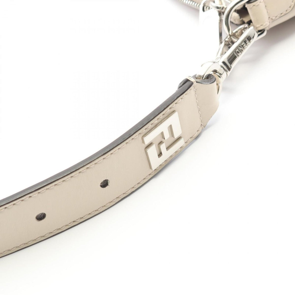 Fendi Shoulder Bag FF Logo Off White Leather — view 7