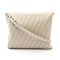 Fendi Shoulder Bag FF Logo Off White Leather