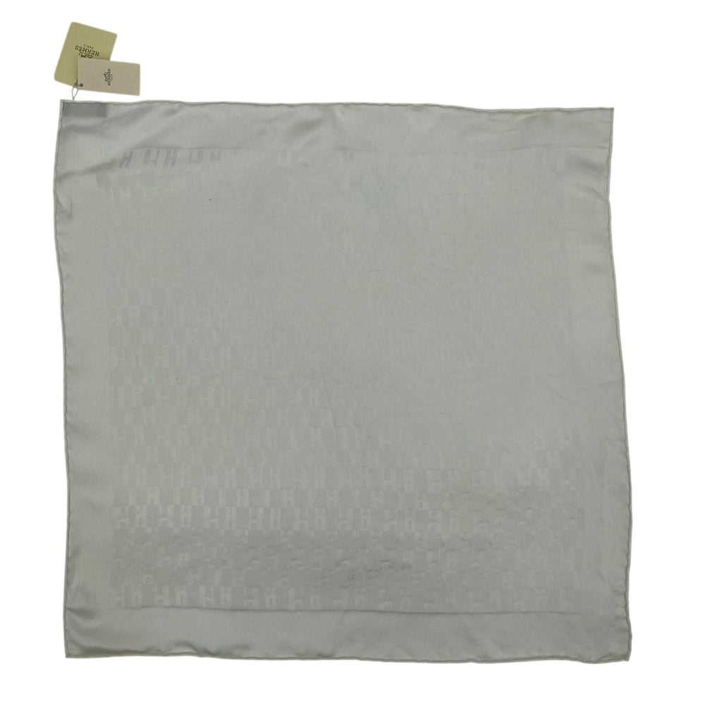 Hermes Scarf Handkerchief 100% Silk H Pattern White