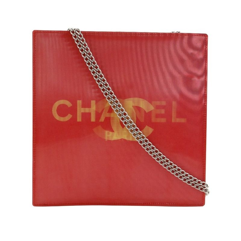 Chanel Hologram Chain Shoulder Vinyl Red Bag — view 2
