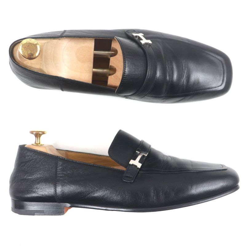 Hermes 2023 Leather Silver Hardware H Logo Square Toe 2 way Loafer — view 5