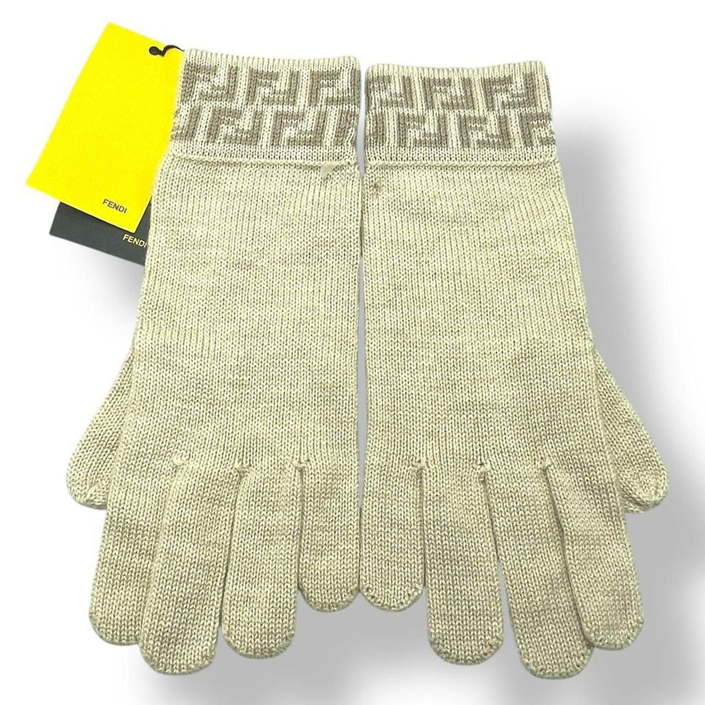 Fendi Gloves Zucca Hair Beige