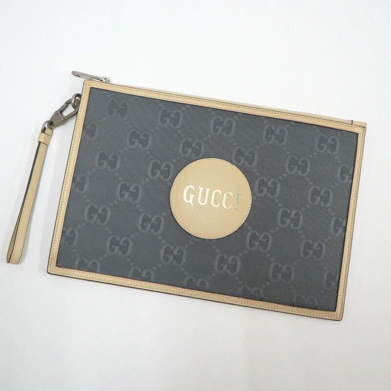 Gucci Off the Grid Clutch Nylon Leather Gray Ivory