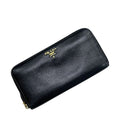 Prada Zip Around Wallet Black Vitello Leather 62c