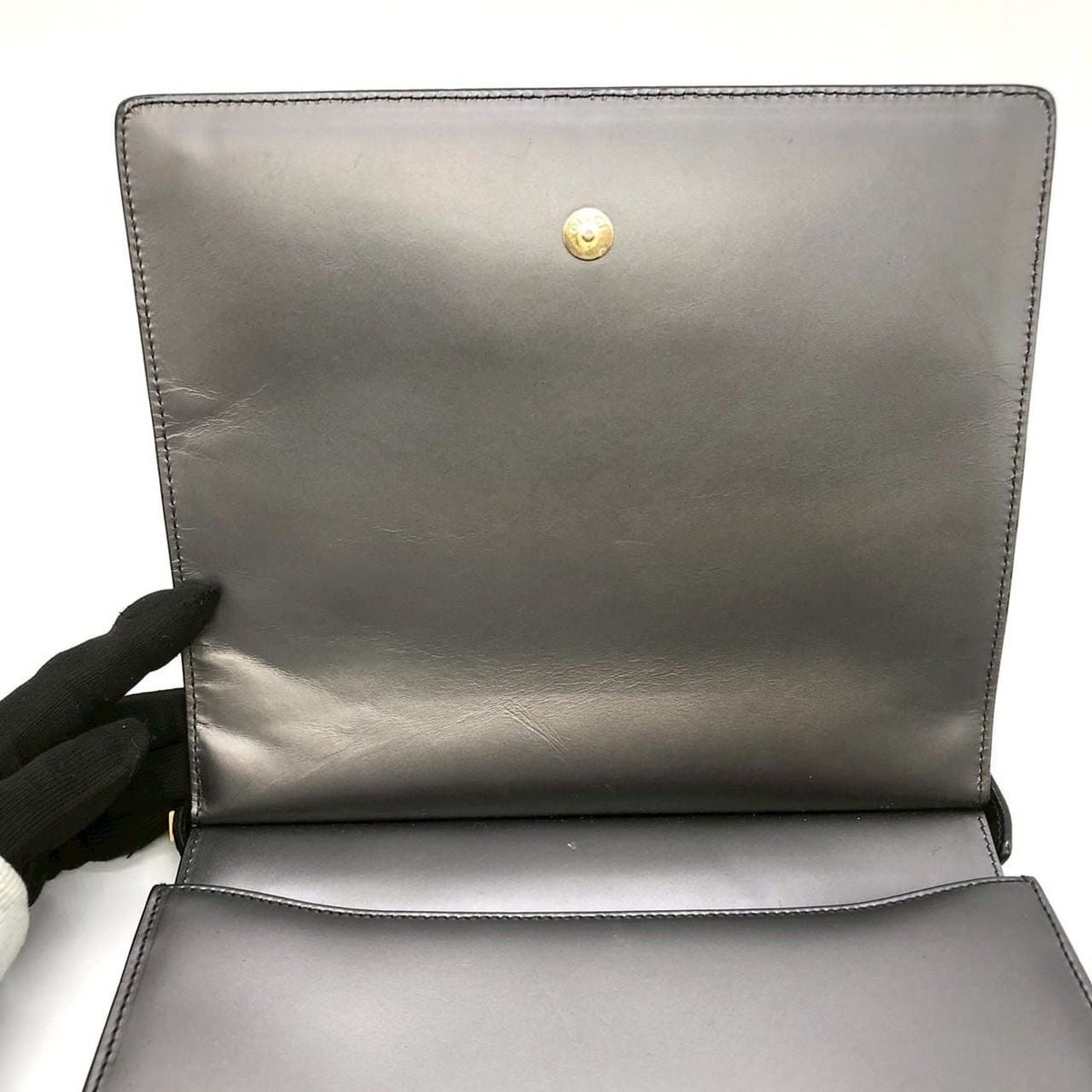 Gucci 001 Shoulder Bag Leather Gray — view 7