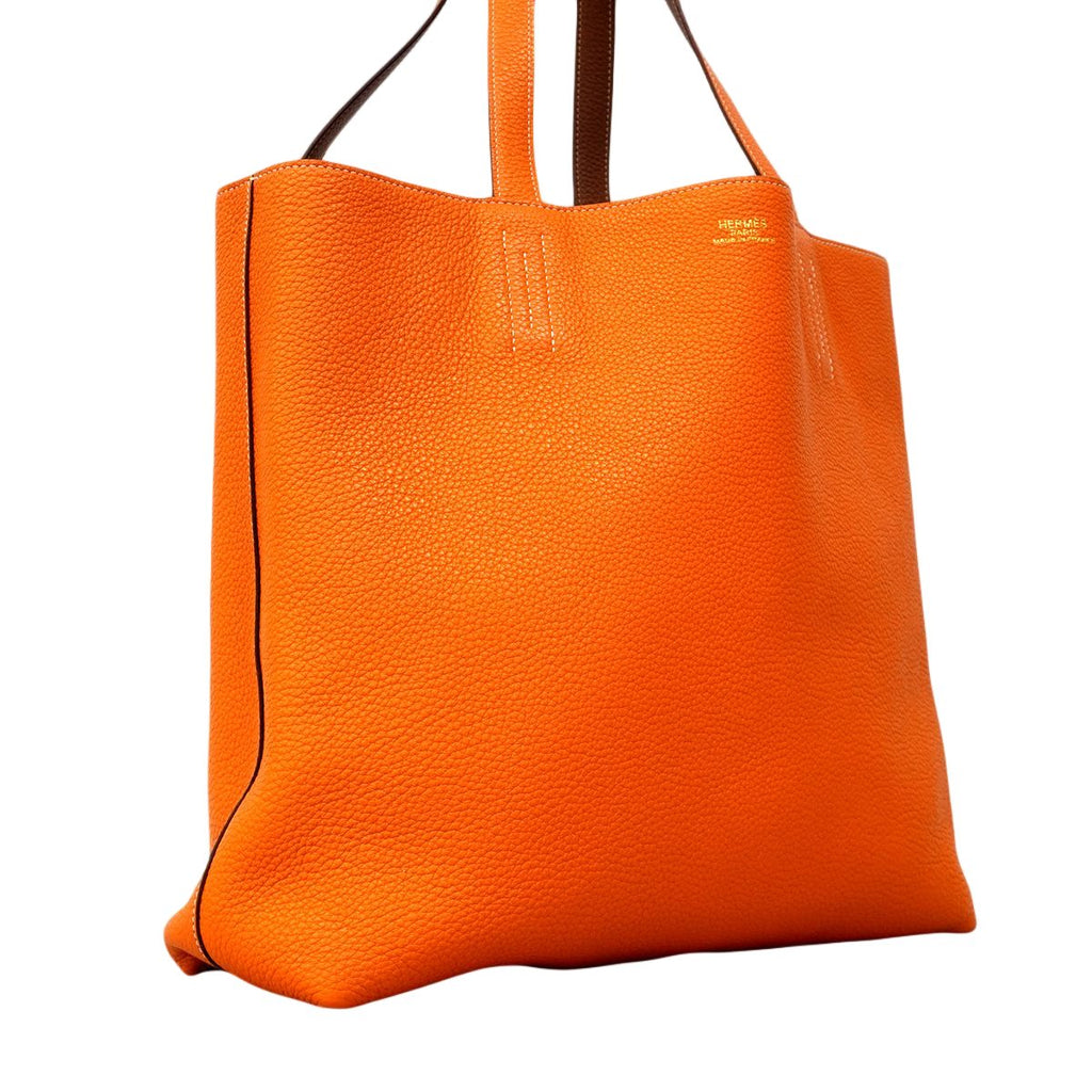 Hermes Tote Double Sens 36 Taurillon Clemence Orange Gold — view 2