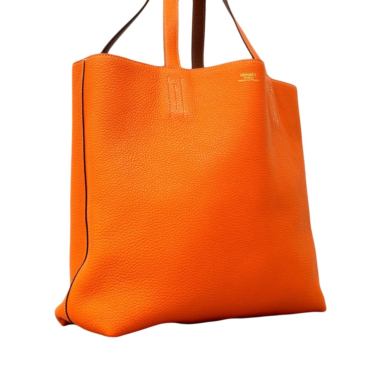 Hermes Tote Double Sens 36 Taurillon Clemence Orange Gold — view 2