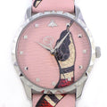 Gucci Watch Timeless 126.4 Snake Pattern Pink Dial SS Leather Strap Quartz