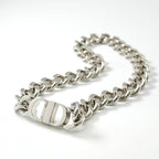 Christian Dior Necklace Pendant Choker Silver CD ICON Chain Link