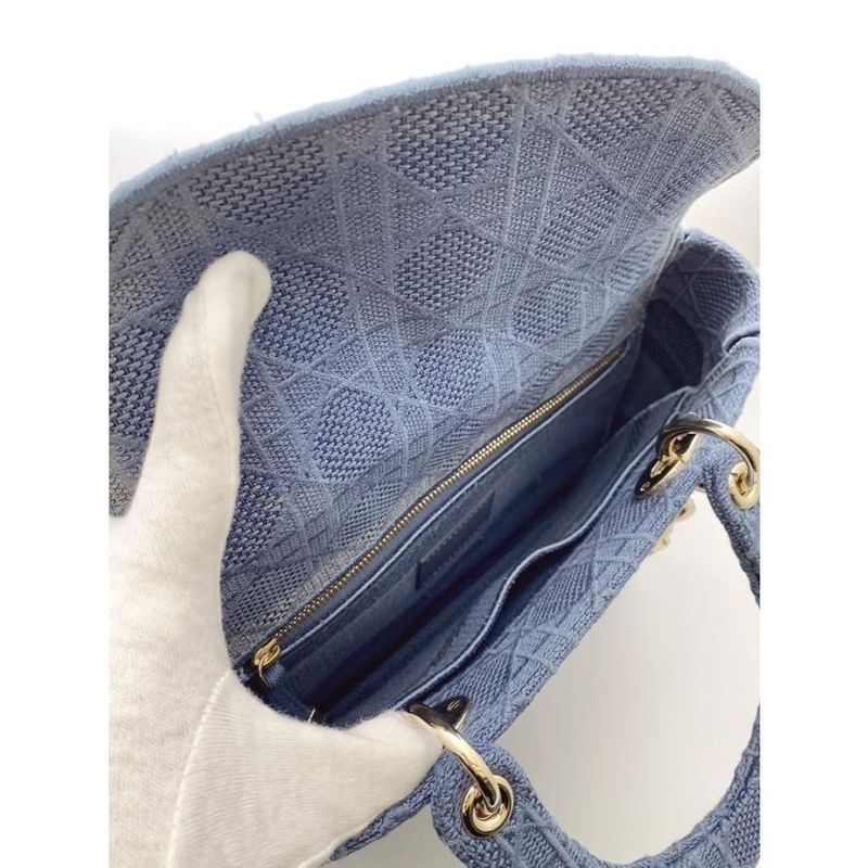 Dior Cannage Lady D-Lite Medium Bag Denim Navy Bu — view 7