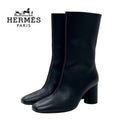Hermes Defile Boots Short Shoes Leather Black Stitching