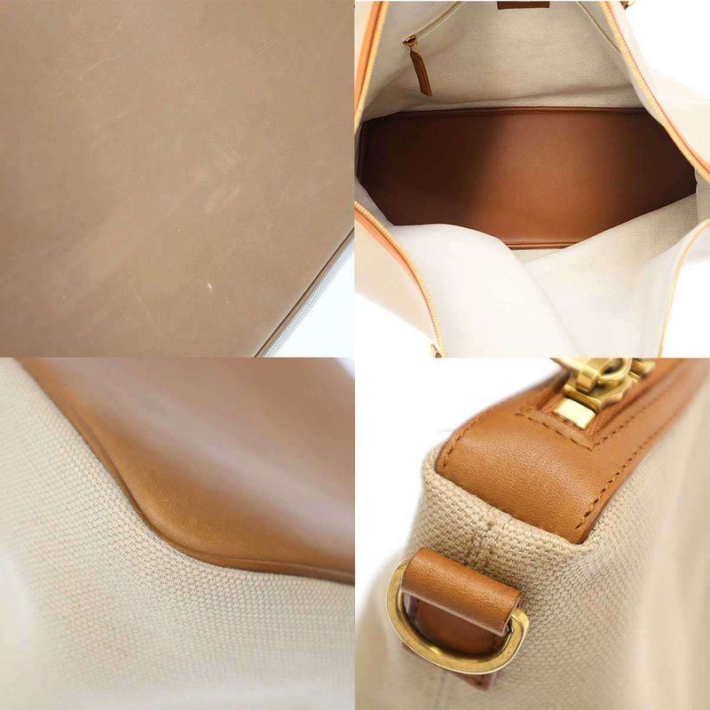 Saint Laurent Paris Leather Trimmed Canvas Duffel Bag 09 23 Brownish — view 8