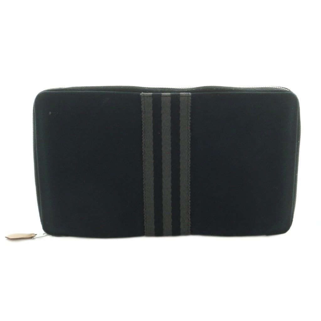 Hermes Fourre Tout Purse GM Wallet Zip Around Bifold Coin Black