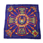 Hermes Scarf Carre 90 Silk Purple Bellflower Red Casy Scarab Pattern
