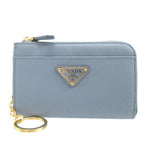 Prada Saffiano Triangle Leather Plate Blue Key