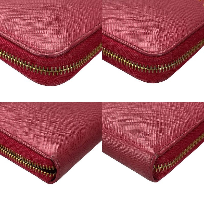 Prada 1 Ml506 Round Zipper Long Wallet Saffiano Metal Peonia Pinkish Pink — view 5