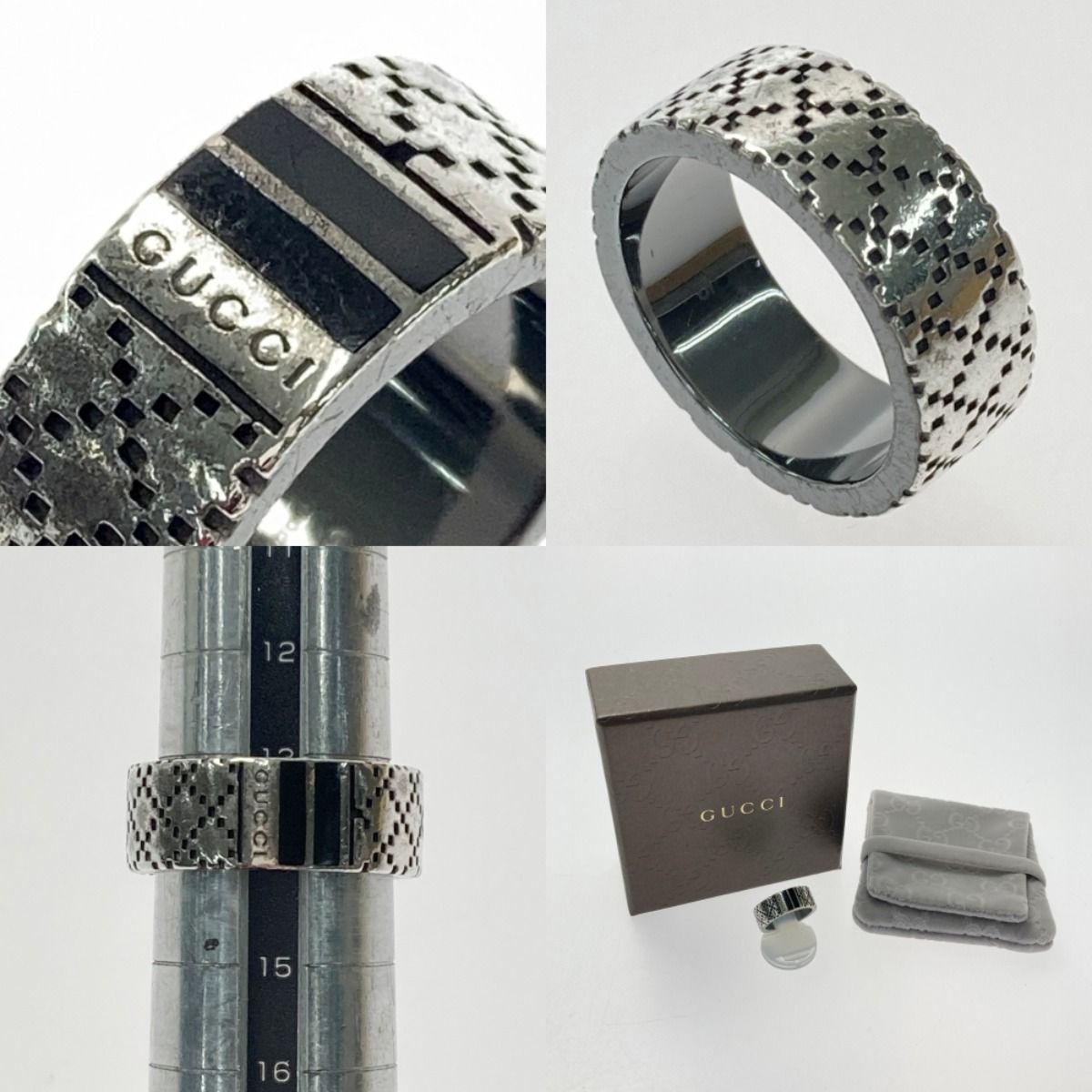 Gucci Diamanti Guccissima Ring Silver SV 925 Box and Cloth Bag — view 5