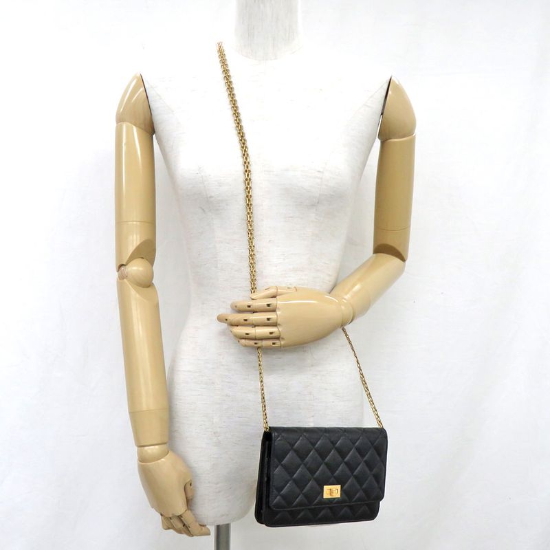 Chanel Quilted 2.55 Chain Wallet Aged Calfskin Antique Gold Hardware — view 9