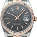 Rolex Datejust 36 Watch Jubilee Calf Box 18k Pink Gold SS Gray