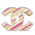 Chanel CC Logo Brooch 06c Silver Yellow Pink Metal