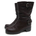 Prada Engineer Boots Shoes Women Leather Dark Brown 3 U5785 Daino