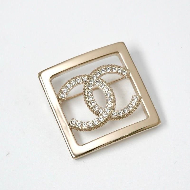 Chanel Brooch Corsage Gold Coco Mark Rhinestone Square — view 2