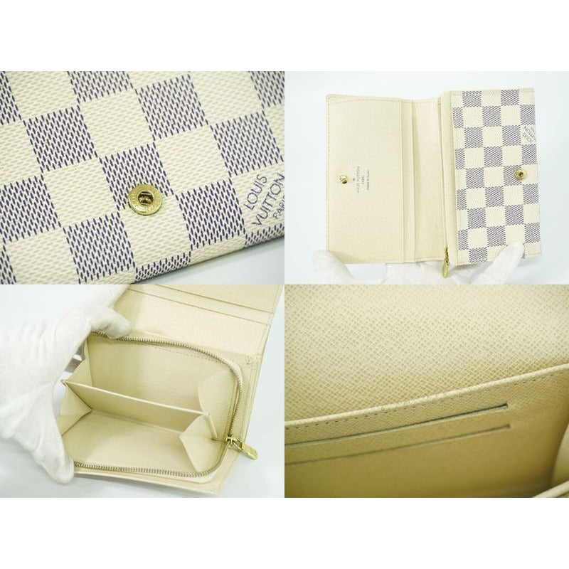 Louis Vuitton Portefeuille Tresor Damier Azur Fold Wallet White — view 8