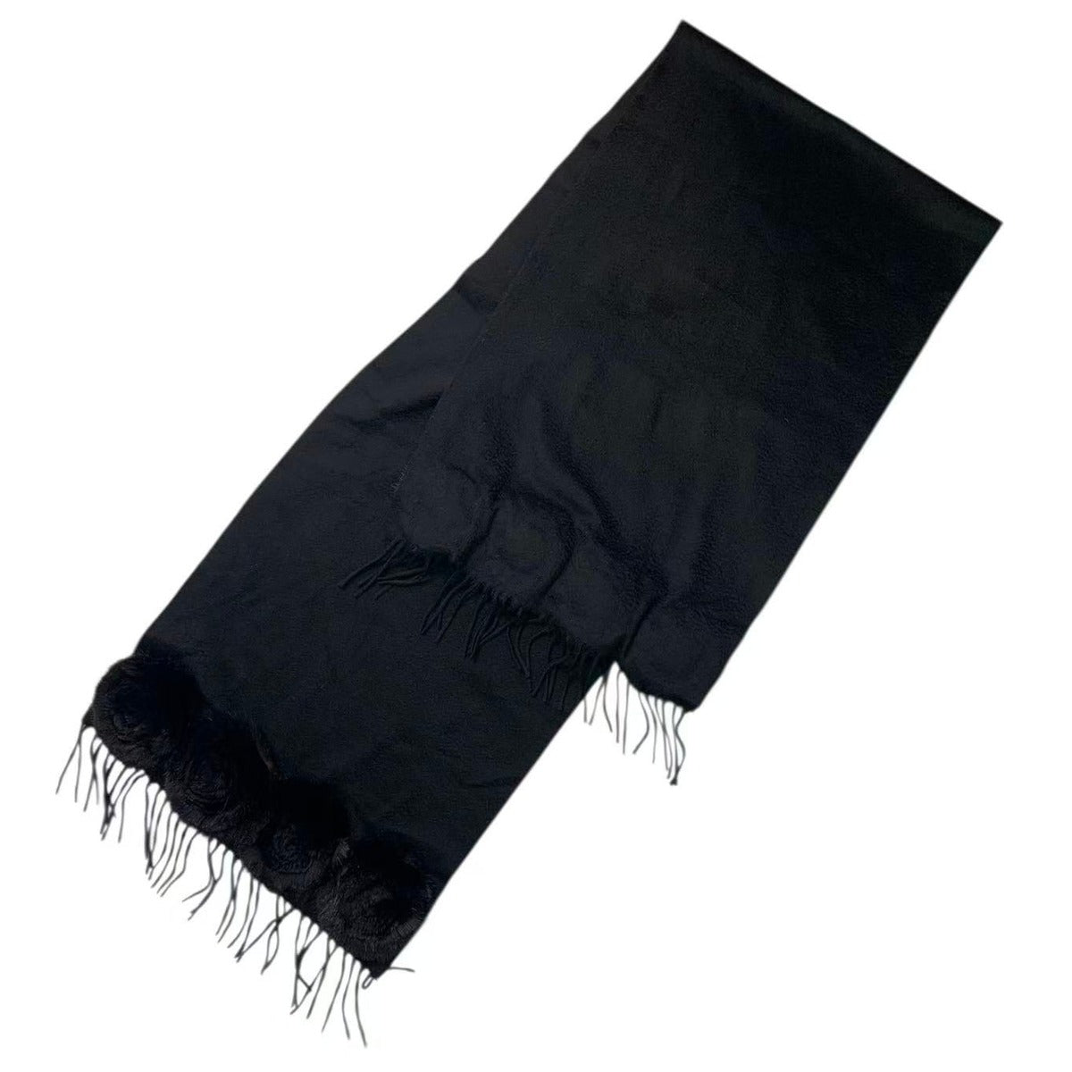 Fendi Muffler Cashmere with Mink Fur Black Scarf — view 3