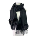 Fendi Muffler Cashmere with Mink Fur Black Scarf